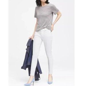 Banana Republic Mid Rise STAIN RESISTANT WHITE Skinny Jeans Size 26/2 RT$100 NEW